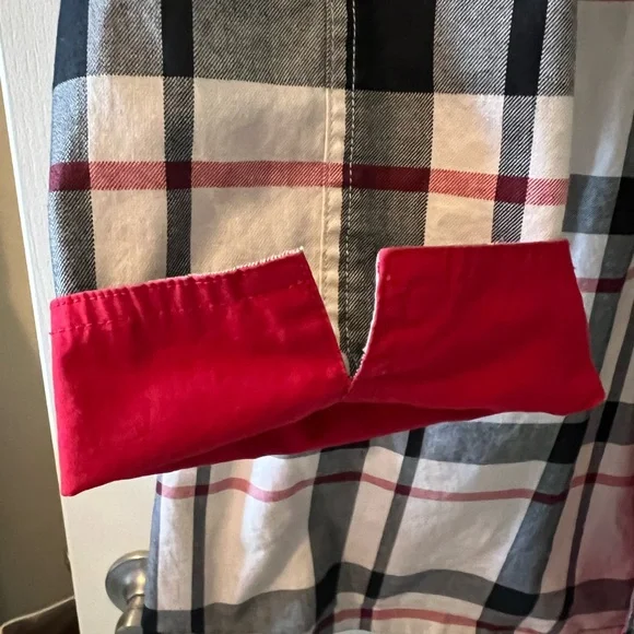 Reversible Red Plaid Short Rain Coat with Cuffs - Picture 7 of 9